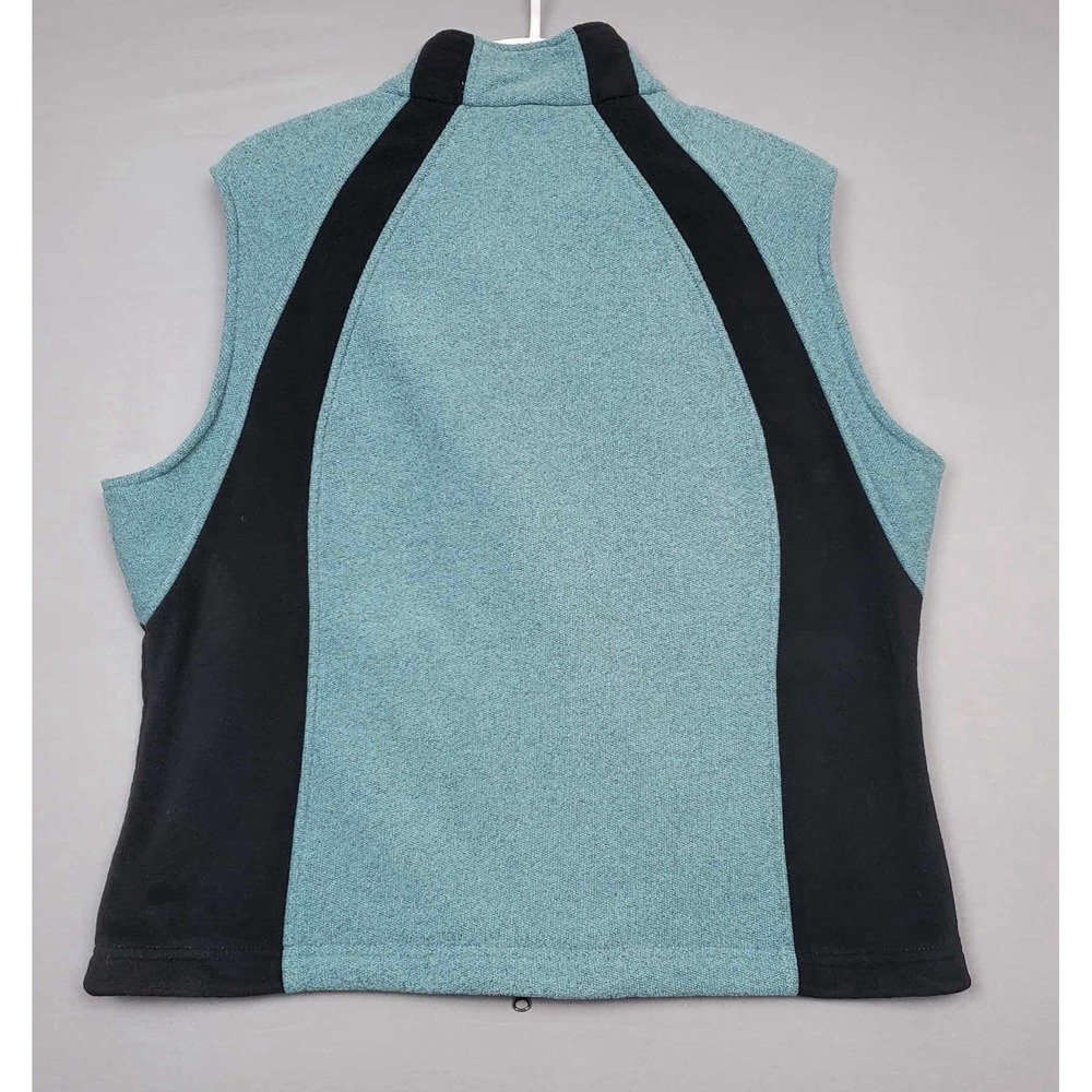 Woolrich Fleece Full Zip Sweater Vest Womens XL Teal Black Zip Pockets Winter - Picture 6 of 7